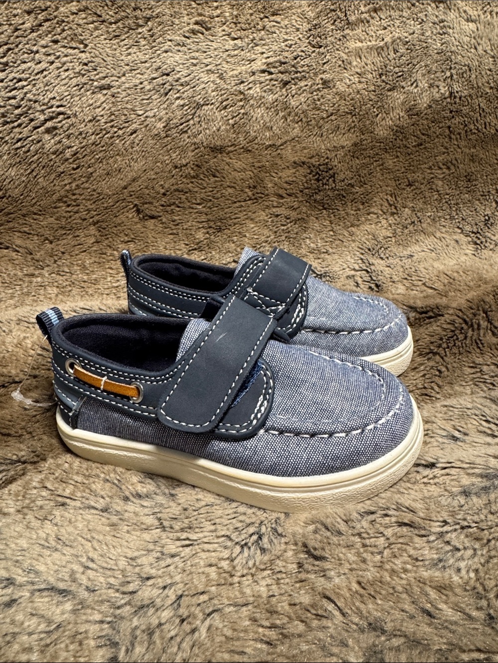 The Children's Place Blue and Cream Hook-and-Loop Casual Sneakers